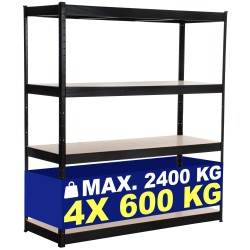 Estantería negra resistente de 160 x 60 x 180 cm