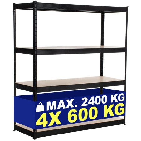 Estantería negra resistente de 160 x 60 x 180 cm