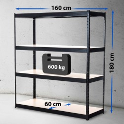 Estantería negra resistente de 160 x 60 x 180 cm
