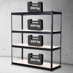 Estantería negra resistente de 160 x 60 x 180 cm