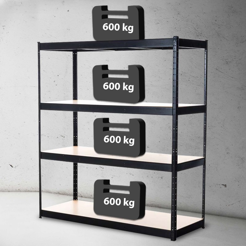 Estantería negra resistente de 160 x 60 x 180 cm