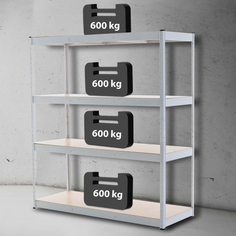 Estantería blanca resistente de 160 x 60 x 180 cm