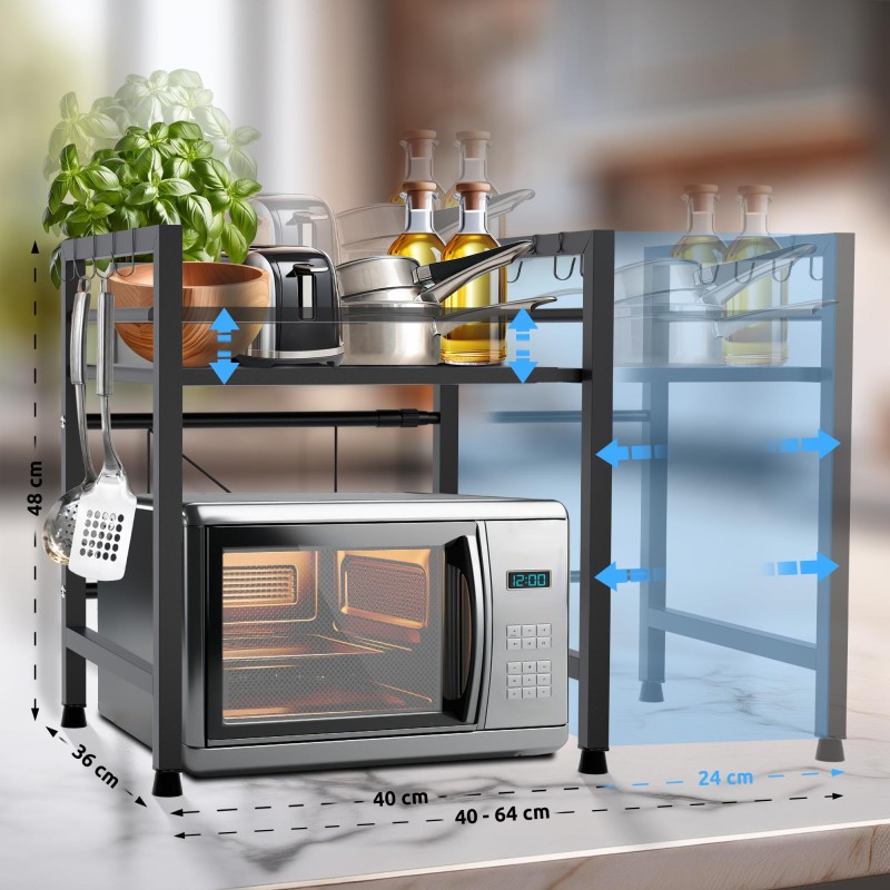 Estante para microondas Marana de 2 niveles, negro