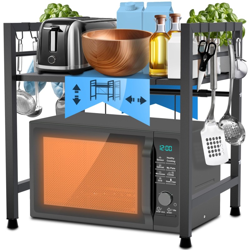 Estante para microondas Marana de 2 niveles, negro