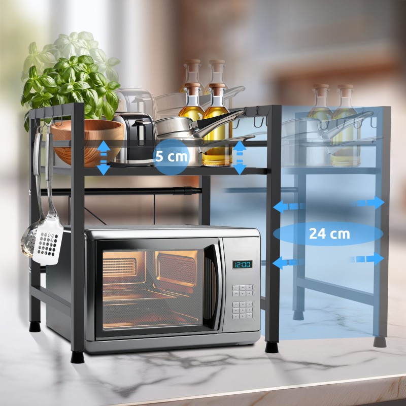 Estante para microondas Marana de 2 niveles, negro