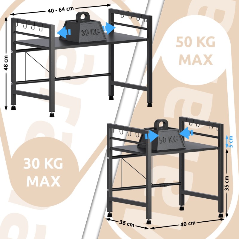 Estante para microondas Marana de 2 niveles, negro