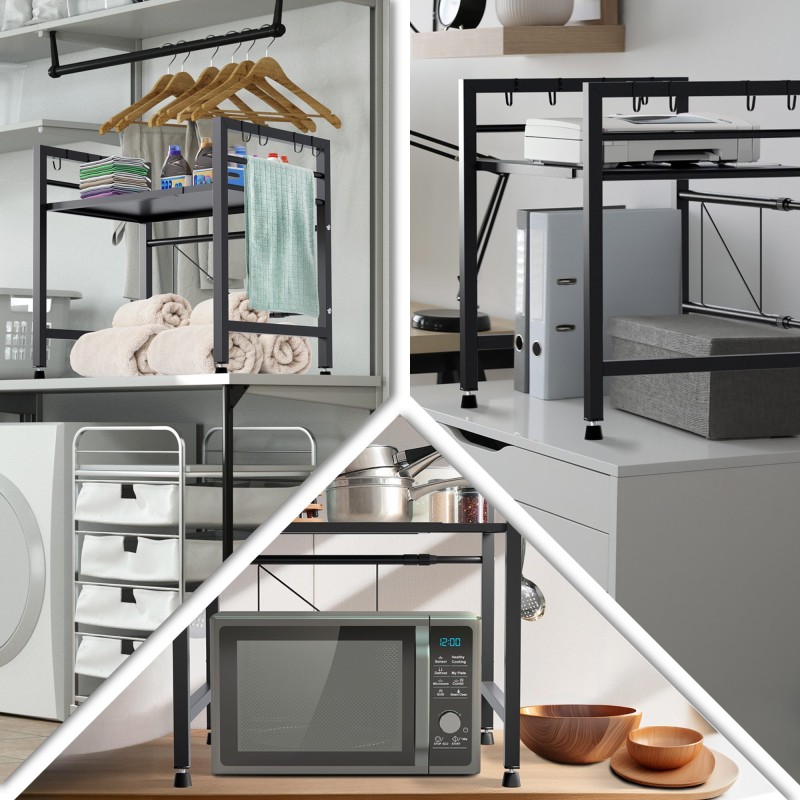 Estante para microondas Marana de 2 niveles, negro