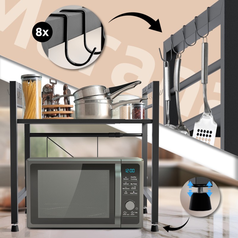 Estante para microondas Marana de 2 niveles, negro