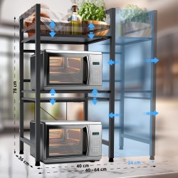 Estante para microondas Marana de 3 niveles, negro