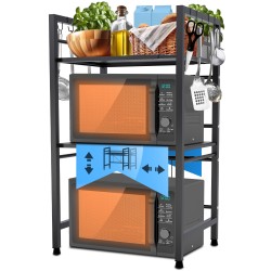 Estante para microondas Marana de 3 niveles, negro