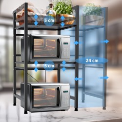 Estante para microondas Marana de 3 niveles, negro