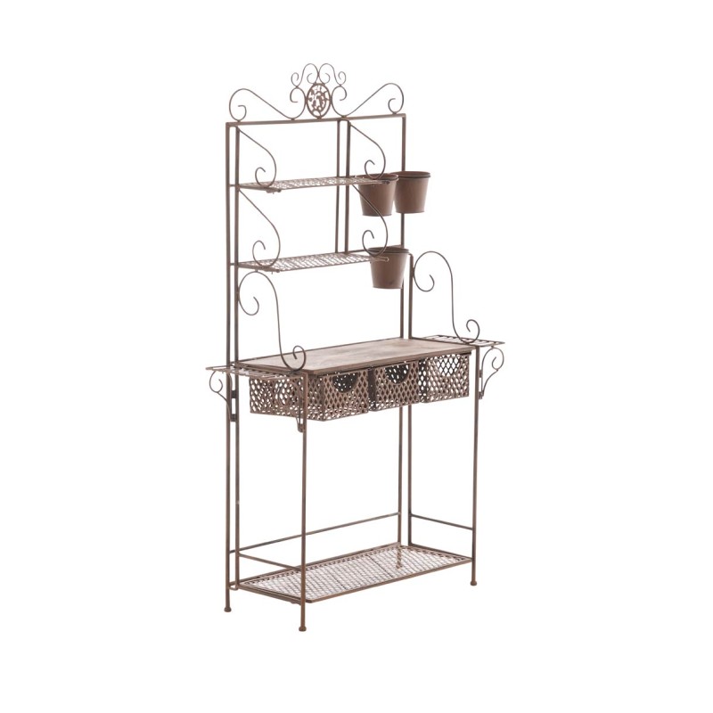 Estantería XL para plantas, acabado marrón antiguo brillante