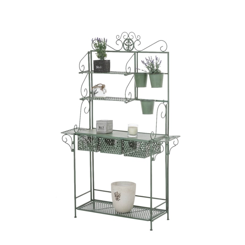 Estantería XL para plantas, verde antiguo brillante