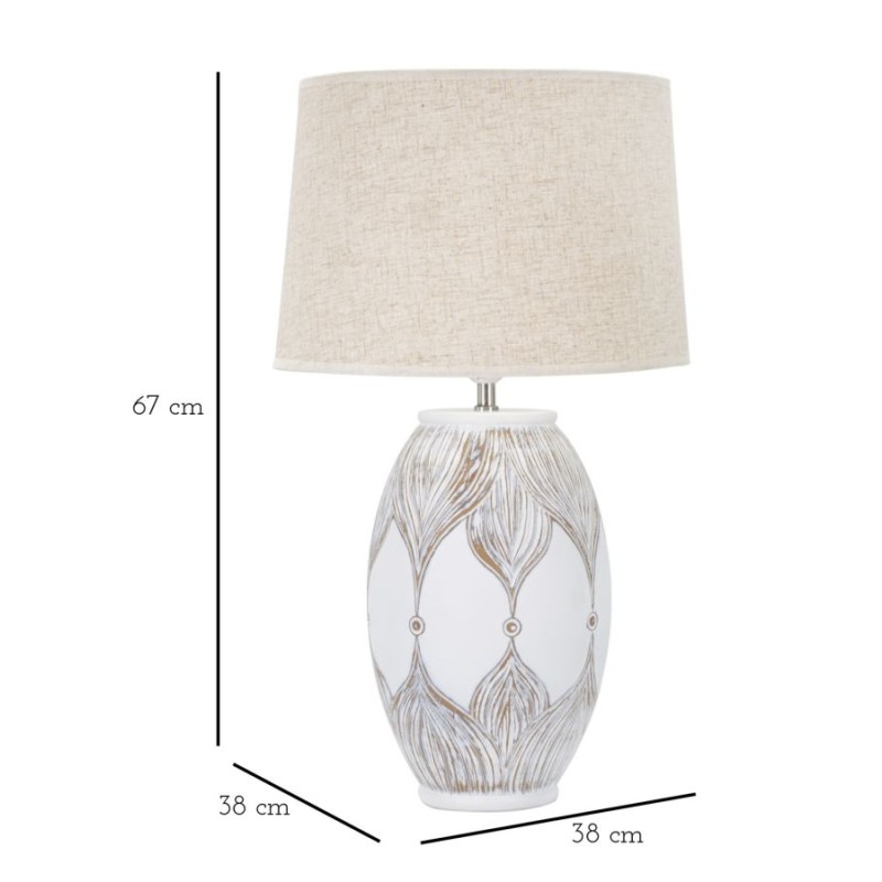Lámpara de mesa ovalada de poliresina BOHO CHICH Atène – Luz elegante y bohemia Ø38x67 cm