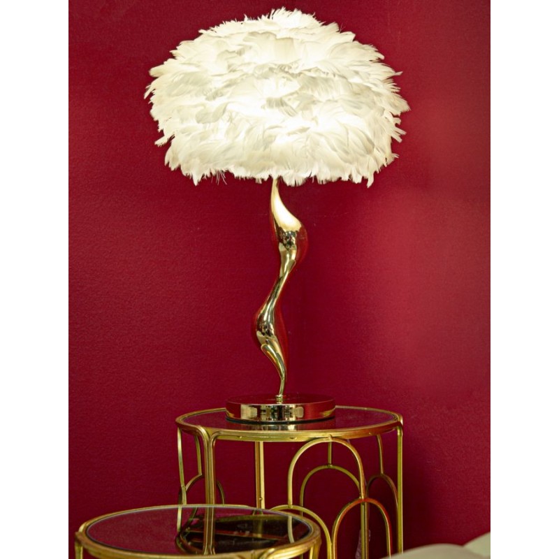 Lámpara de mesa blanca delgada – Elegancia contemporánea Ø 40x63 cm