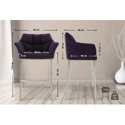 Taburete de bar Damaso E tapizado en tela con base de 4 patas