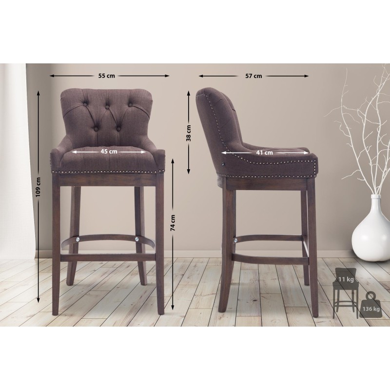 Taburete de bar Lakewood tapizado en tela, estilo antiguo