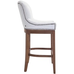 Taburete de bar Lakewood en cuero genuino, luz antigua