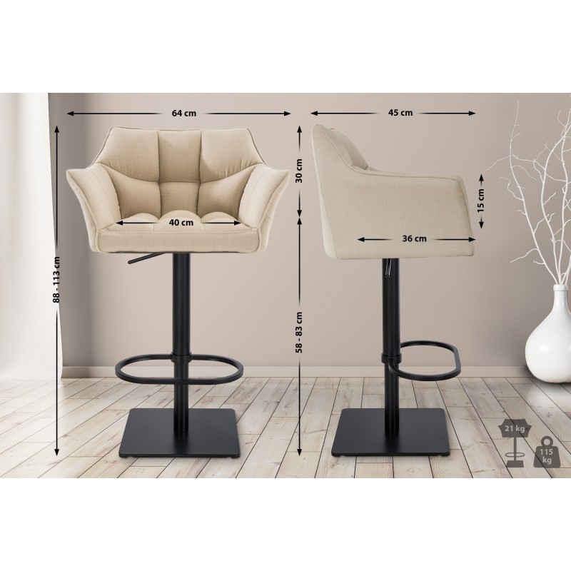 Taburete de bar de tela Damaso B