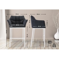 Taburete de bar Damaso W tapizado en tela con base de 4 patas