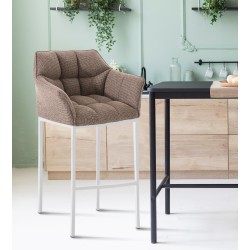 Taburete de bar Damaso W tapizado en tela con base de 4 patas