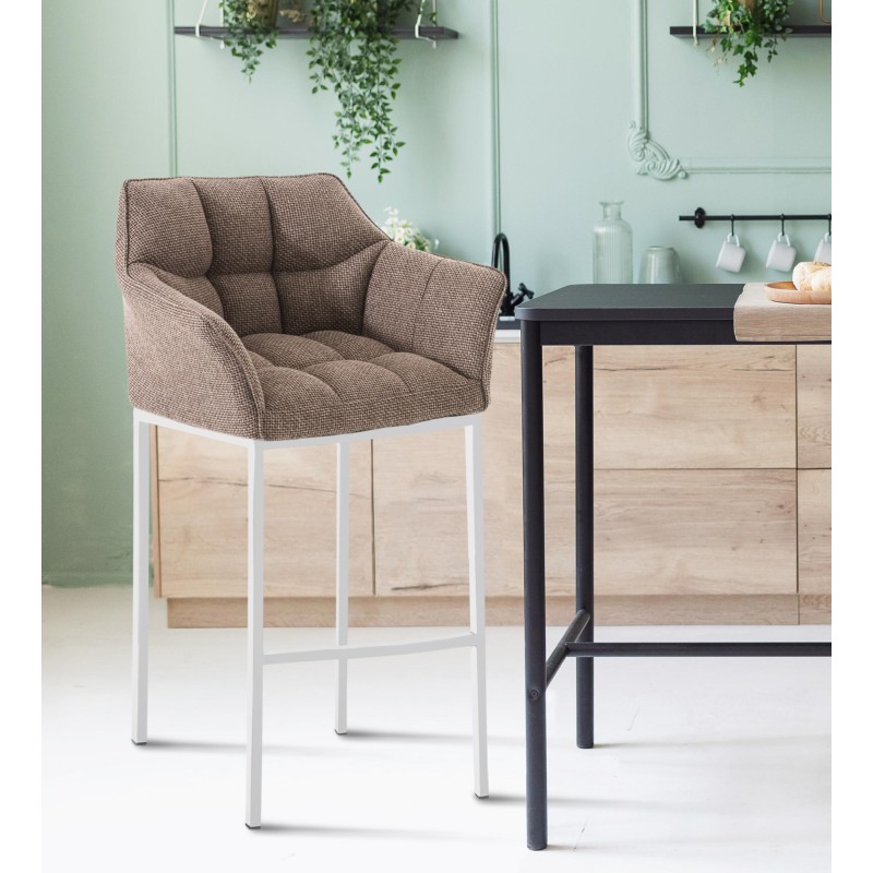 Taburete de bar Damaso W tapizado en tela con base de 4 patas