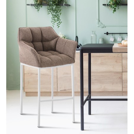 Taburete de bar Damaso W tapizado en tela con base de 4 patas