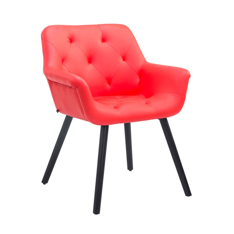 Silla de visita Cassidy, imitación de cuero, negra