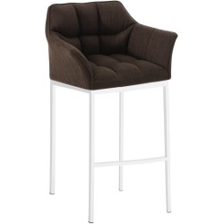 Taburete de bar Damaso tapizado en tela blanca, con base de 4 patas.