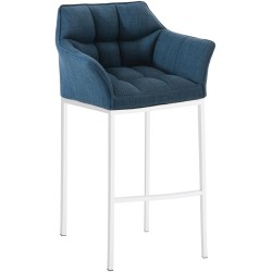 Taburete de bar Damaso tapizado en tela blanca, con base de 4 patas.