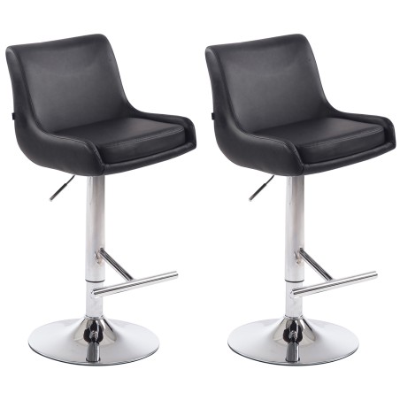 Juego de 2 taburetes de bar Club, imitación piel, acabado cromado