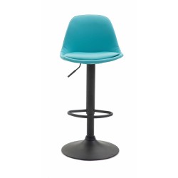 Taburete de bar Kiel, totalmente tapizado en piel sintética negra.