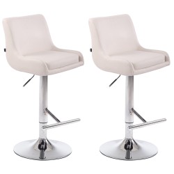 Juego de 2 taburetes de bar Club, imitación piel, acabado cromado