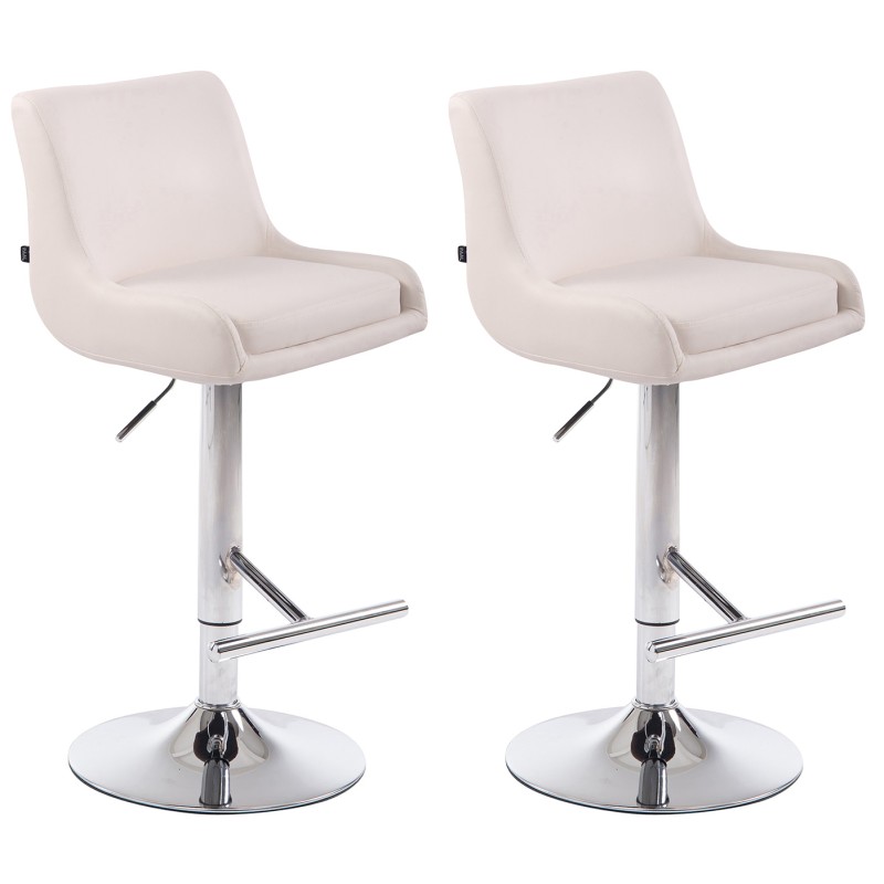 Juego de 2 taburetes de bar Club, imitación piel, acabado cromado