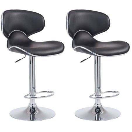 Juego de 2 taburetes de bar Las Vegas V2 en piel sintética cromada