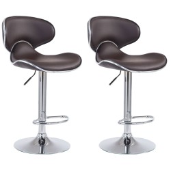 Juego de 2 taburetes de bar Las Vegas V2 en piel sintética cromada