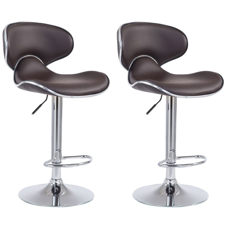 Juego de 2 taburetes de bar Las Vegas V2 en piel sintética cromada