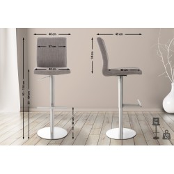 Taburete de bar Cádiz, tapizado en tela, acero inoxidable