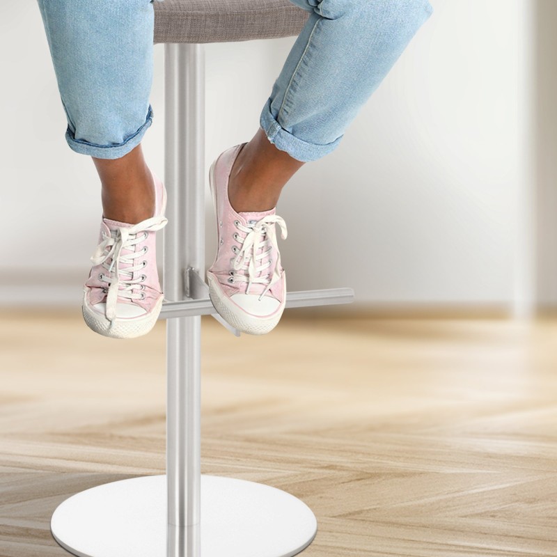 Taburete de bar Cádiz, tapizado en tela, acero inoxidable