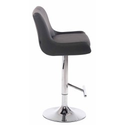 Juego de 2 taburetes de bar Club, imitación piel, acabado cromado