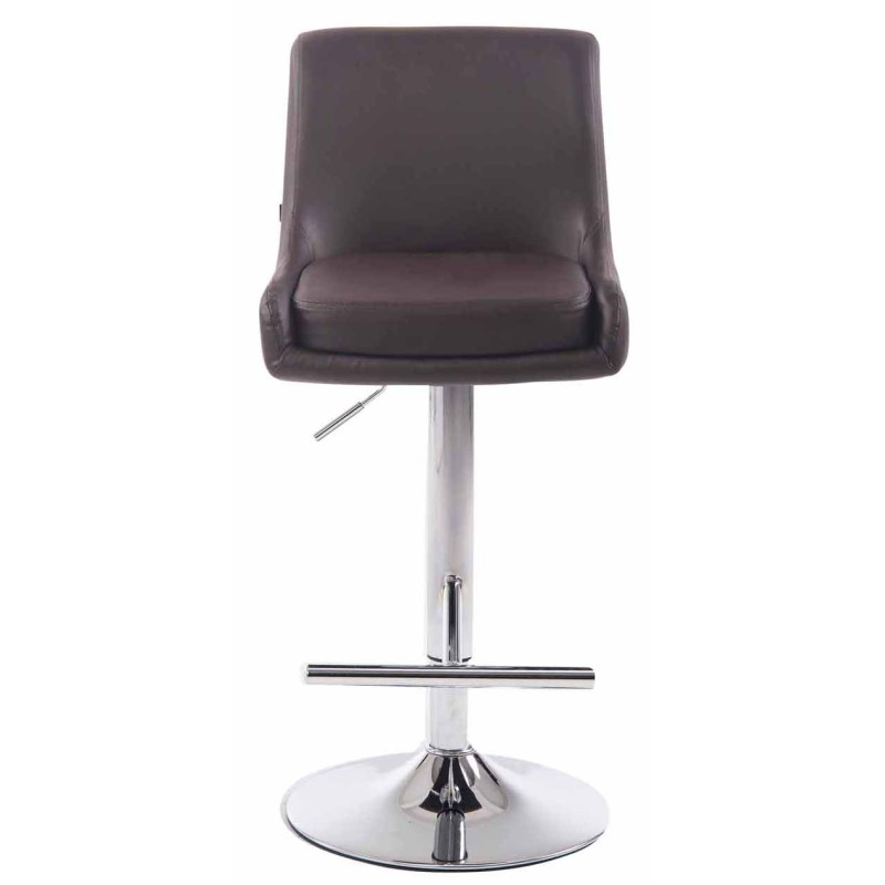 Juego de 2 taburetes de bar Club, imitación piel, acabado cromado