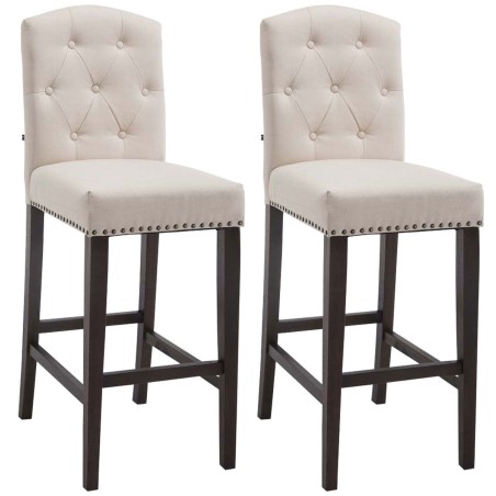 Juego de 2 taburetes de bar Louise, tapizados en tela, estilo antiguo