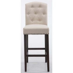 Juego de 2 taburetes de bar Louise, tapizados en tela, estilo antiguo