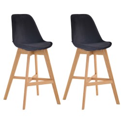 Juego de 2 taburetes de bar Cannes en terciopelo, acabado natural