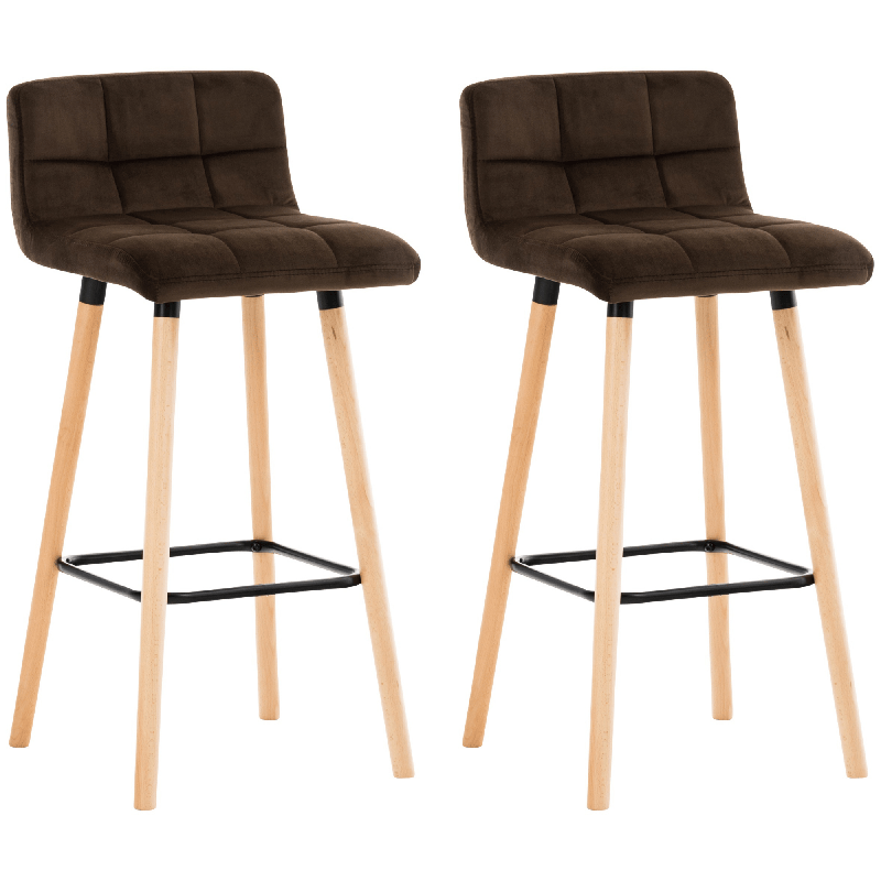 Juego de 2 taburetes de bar Lincoln de terciopelo