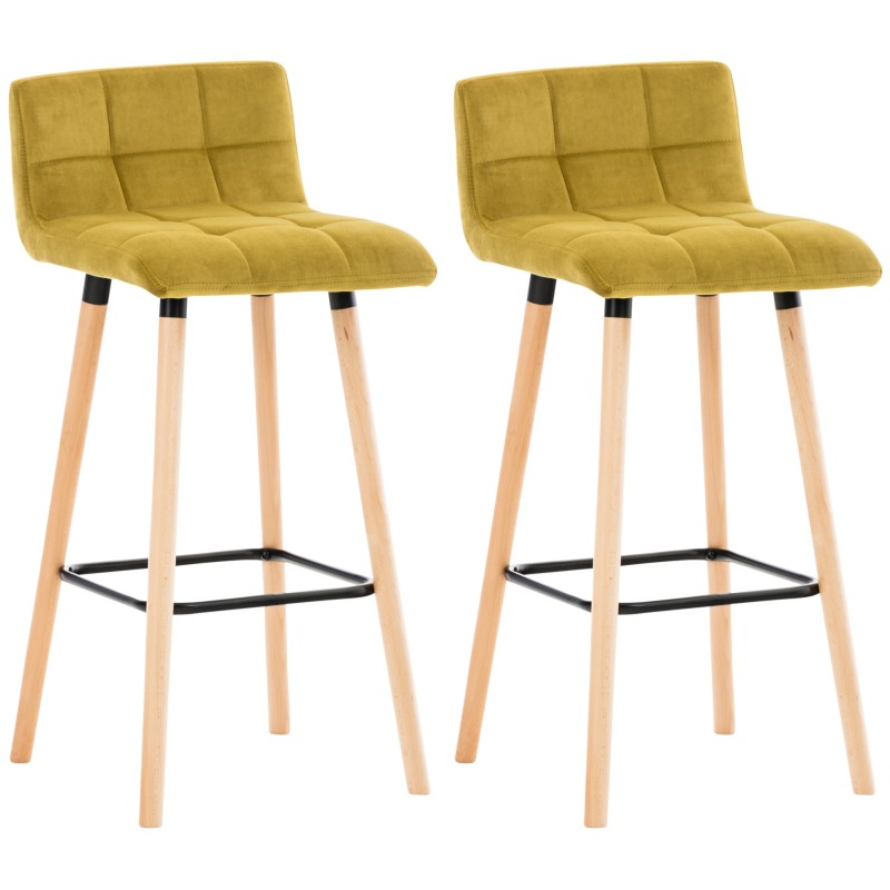 Juego de 2 taburetes de bar Lincoln de terciopelo