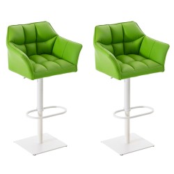 Juego de 2 taburetes de bar Damaso en piel sintética blanca