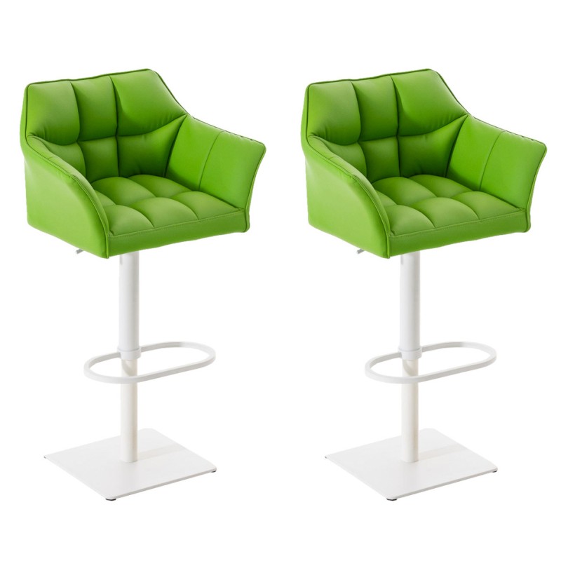Juego de 2 taburetes de bar Damaso en piel sintética blanca
