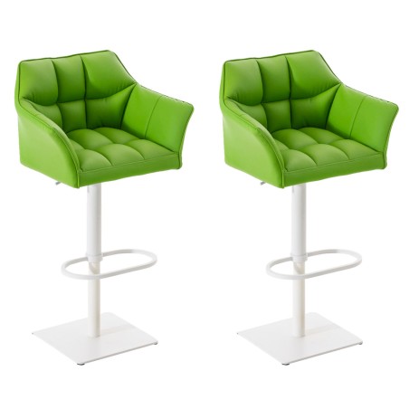 Juego de 2 taburetes de bar Damaso en piel sintética blanca