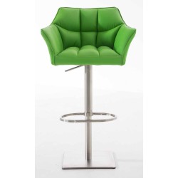 Juego de 2 taburetes de bar Damaso en piel sintética y acero inoxidable